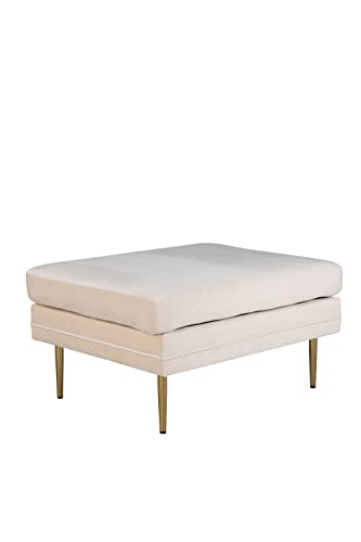 Venture Home 15550-980 Boom Ottoman, 100% Polyester-Samt, Messing, Weiß von Venture Home