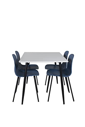 Venture Home Arctic & Polar Gastronomie Tisch mit Stühlen, Kunststoff, Stahl, MDF, Weiß/Schwarz/Blau, 120 x 75 x 80 cm von Venture Home