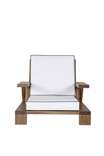 Venture Home Daria Lounge Chair-Acacia Wire Brushed/Off White Cushion, One Size von Venture Home