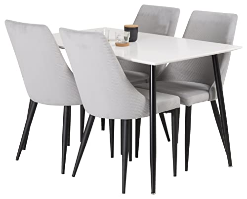 Venture Home Leone & Polar Esstisch mit Stühlen, Weiß/Schwarz/Grau, 120 x 80 x 75 cm von Venture Home