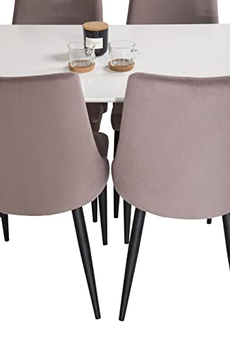 Venture Home Leone & Polar Esstisch mit Stühlen, Weiß/Schwarz/Rosa, 120 x 80 x 75 cm von Venture Home