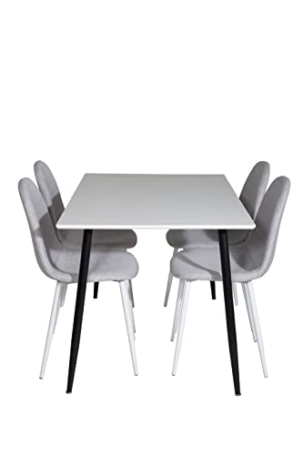 Venture Home Polar Esstisch mit Stühlen, Weiß/Schwarz/Hellgrau, 120 x 75 x 80 cm von Venture Home