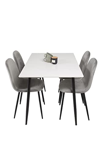 Venture Home Polar Esstisch mit Stühlen, Weiß/Schwarz/Hellgrau, 120 x 80 x 75 cm von Venture Home