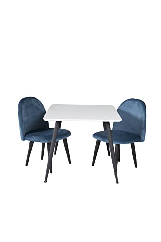 Venture Home Velvet & Fleece Esstisch mit Stühlen, weiß/blau, 80 x 60 x 51 cm von Venture Home