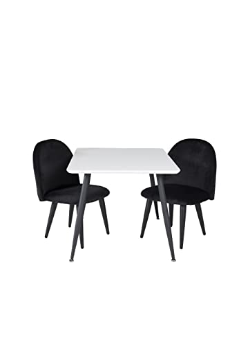 Venture Home Velvet & Fleece Esstisch mit Stühlen, weiß/schwarz, 80 x 60 x 51 cm von Venture Home
