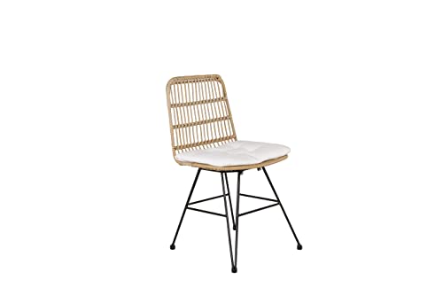 Venture Home Viga Dining Chair - Black Steel/Light Nature Wicker/White Cushion von Venture Home