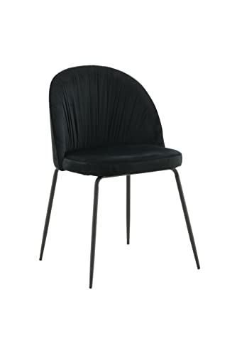 Wrinkles Dining Chair - Black Legs - Black Velvet von Venture Home