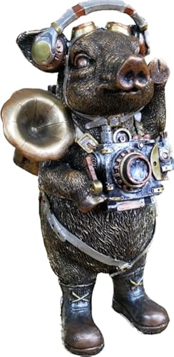 Steampunk-Stil Gold Schwein Deko Ornament | Kunstharz von Venture Vehicles Ltd