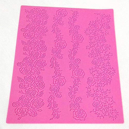 Valink Silikon-Form für Tortenkrempe, vierlagig, Rosenmuster, Spitze, Kuchendekoration, Backmatte, 39,5 x 29,8 x 0,2 cm von Venus valink