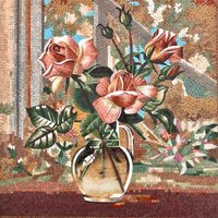 Blumenvase-Mosaik-Wand-Kunst-Handgefertigte Marmor-Mosaik-Kunst von VenusMosaics