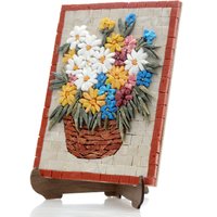 Bunte Blumen-Mosaik-Korb-Marmor-Fliesen-Kunst | Blumen-Mosaik-Wand-Kunst Für Neue Haus-Dekoration Blumen-Liebhaber-Geschenk von VenusMosaics