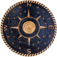 Kompass-Mosaik-Bodenmedaillon-Handgefertigte Marmormosaikfliese von VenusMosaics