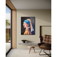 Mädchen Mit Perlenohrring Von Vermeer Mosaik Reproduktion Marmor Wandbilder von VenusMosaics