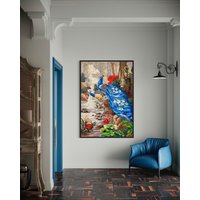 Mosaikkunst Pfauen-Mosaik-Wand-Kunst Handgemachte Marmormosaikfliese von VenusMosaics