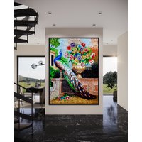Mosaikkunst Pfauen Mosaik Wand Kunst Marmor Mosaikfliese Für Innen Und Außen von VenusMosaics