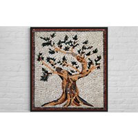 Olivenbaum-Mosaik-Wand-Kunst-Küchenaufsatz Marmor-Mosaik-Fliese von VenusMosaics