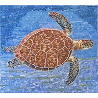 Schildkröte-Mosaik-Wand-Kunst - Handgemachte Marmorwandbilder von VenusMosaics
