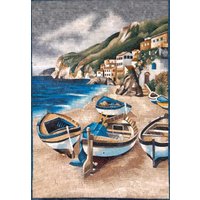 strand Und Boote Mosaik Kunst - Wandkunst Wanddekoration von VenusMosaics