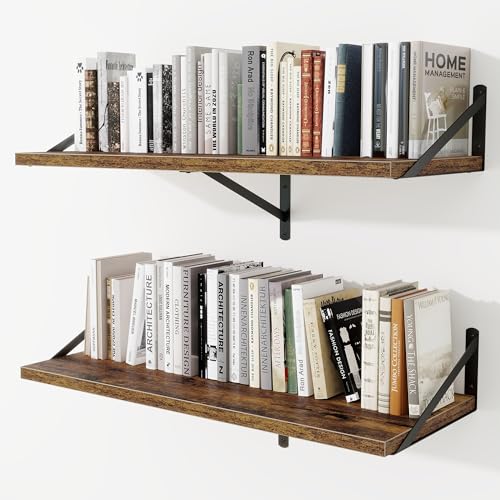 Tiefe Wandregale, 91,4 cm B x 30,5 cm D, schwebende Regale für die Wand, stabile Metallhalterung, Bücherregale, Heimdekoration, Aufbewahrung für Wohnzimmer, Schlafzimmer, Badezimmer, Küche, 2 Stück von Venusmiles
