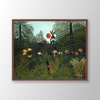 Henri Rousseau Druck | Urwald Mit Sonnenuntergang 1910, Poster, Wandkunst, Museum Ausstellungsplakat, Museumsdruck von VenusseArt