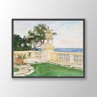 John Singer Sargent Kunstdruck | Terrasse Vizcaya | 1917, Poster, Museumsausstellungsplakat, Aquarellmalerei von VenusseArt