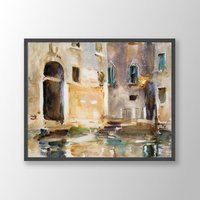 John Singer Sargent Kunstdruck | Venedig | 1903, Plakat, Wandkunst, Museumsausstellungsplakat, Aquarellmalerei von VenusseArt