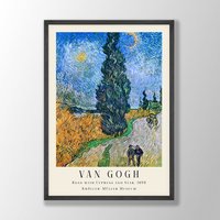 Van Gogh Druck | Straße Mit Zypresse Und Stern, Poster, Museums-Ausstellungsplakat, Gemälde, Museumswandkunst, Moderne Kunst Fürs Haus von VenusseArt