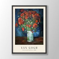 Van Gogh Druck | Vase Mit Mohnblumen, Poster, Museum Ausstellungsposter, Gemälde, Wandkunst, Blumenkunstdruck von VenusseArt