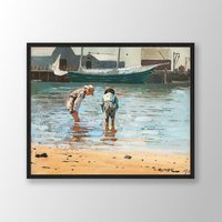 Winslow Homer Druck | Boys Wading | 1873, Poster, Museumsausstellungsposter, Museumsdruck, Aquarellmalerei von VenusseArt