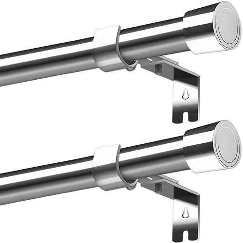 Venwemong 2 Stücke Gardinenstange Ausziehbar Vorhangstangen Curtain Rod Stange für Vorhänge Erstellbare Länge mit Kappenknäufen für Esszimmer, Schlafzimmer, Wohnzimmer, 180-270CM von Venwemong