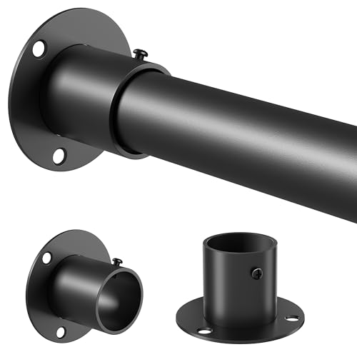 Venwemong Verstellbare Kleiderstange Mit Befestigung, Edelstahl Garderobenstange Für Schrank & Aufbewahrung, Schwarz, Länge 45–66cm, Durchmesser 25mm von Venwemong