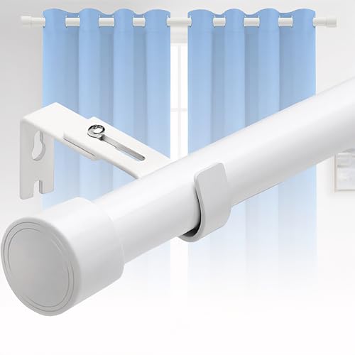 Vorhangstange Weiß Gardinenstange Ausziehbar Curtain Rod aus Edelstahl Verstellbare Gardinen Stangen mit Kappenknäufen für Schlafzimmer, Esszimmer, Wohnzimmer,280-420CM von Venwemong