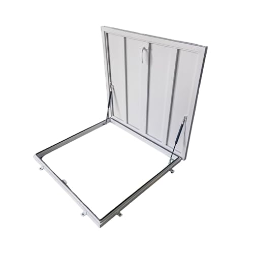 Dachausstiegsluke, Dachluke Aus Aluminiumlegierung, Decke, Keller, Keller, Treppenabdeckungsabdeckung, Mehrzweckfenster, Ausgangsabdeckung in Hofausgang(White,65x65cm) von Vepnby