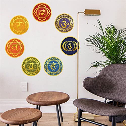 Meditations-Aufkleber, Sieben Chakra-Wandaufkleber, Buddhismus, runder Vinyl-Aufkleber, selbstklebendes Wandbild für Zuhause, Yoga-Dekor von Vepoty