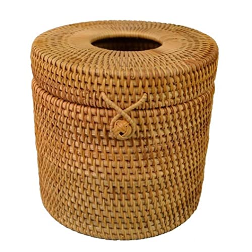 Runde Rattan Tissue Box, Weiden -toilettenpapierhalter Eins Roll -deckungsbehälterspender Für Toilettenhotelbüro von Vepoty