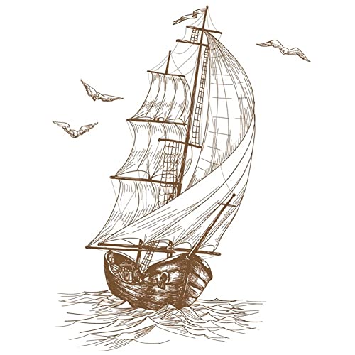Segelboot Wandkunst Aufkleber Retro Skizze Wandmalereien Tapete Ozean Segelschiff Wandtattoo für Home Room Decor Segelboot Wandkunst Aufkleber Retro Skizze Wandmalereien Tapete Ozean Segelschiff Wandtattoo für Home Room Decor von Vepoty