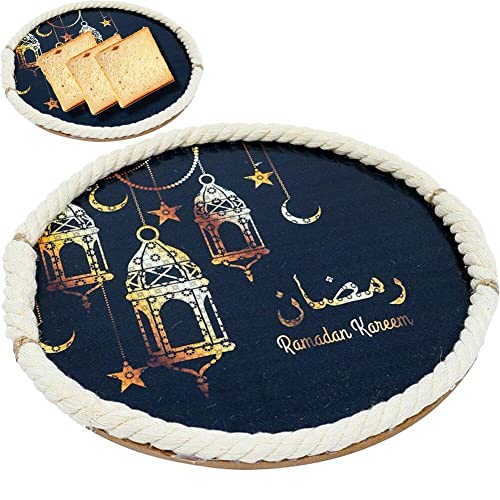 Snack-Tablett aus Holz, Eid Mubarak, Essenstablett, Serviertablett, Festival-Snack-Obsthalter für islamische Party von Vepoty