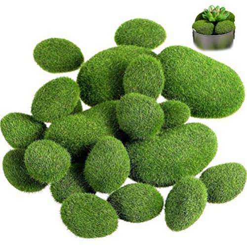 Vepoty Künstliche Moosfelsen 20 Stück grüne Mooskugeln Simulation Moosstein Gefälschtes Moosmodell für Blumenarrangements von Vepoty