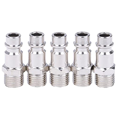 Vepoty Männliche Luftleitungsschlauchkompressoranschlüsse 5pcs Kupfereisen Euro Luftleitungsschlauchanpassung 1/4 "schnellfreisetzungsluftkompressorstecker von Vepoty