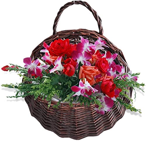 Vepoty Rattan Geflochtener Blumenkorb Gewebt Hanges Korbwandanlagen Korb Hängende Vase -behälter Für Den Hausgarten von Vepoty
