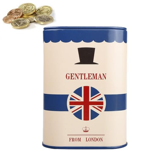 Vepoty Spardose London Gentleman Aufbewahrungsbox Weißblech Sparbüchse Sparbüchse Langlebiges Sparschwein für Kinder Erwachsene von Vepoty