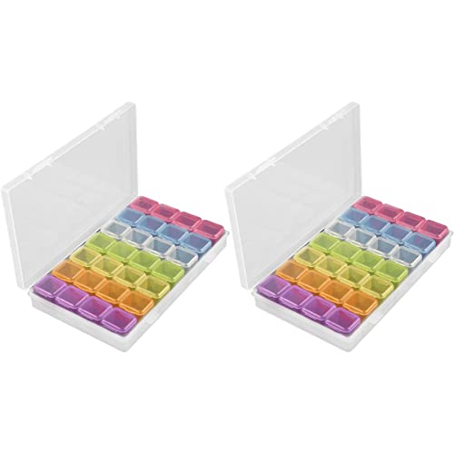 Vepoty Tiny Jewelry Storage Box Plastik Perlenbehälter 28 Gitter Organizer Aufbewahrungsbox Diamant Stickbox Für DIY -Handwerk von Vepoty