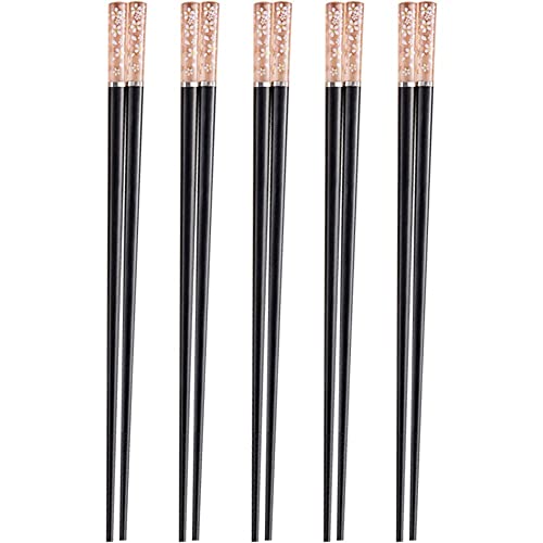 Vepoty Wiederverwendbare Essstäbchen 5 Paar Amber Sakura Japanische Essstäbchen rutschfeste Essstäbchen für Sushi-Lebensmittel für das Küchenrestaurant von Vepoty