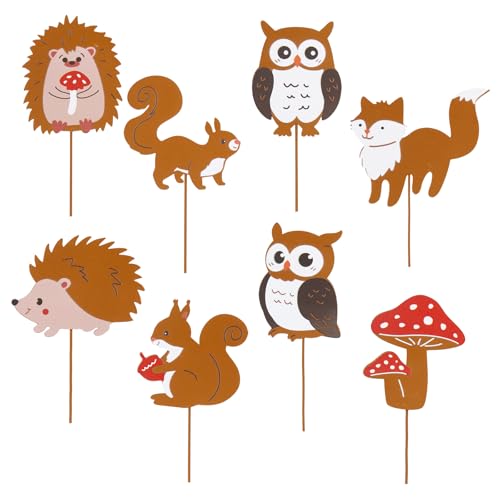 8er Rost Gartenstecker Herbstdeko Bunt mit Igel Eule Pilz Eichhörnchen Fuchs,Metall Herbst Deko Draußen Innen,Rost Deko Herbst für Garten Blumentopf Balkon,Rostige Gartendeko 8er Rost Gartenstecker Herbstdeko Bunt mit Igel Eule Pilz Eichhörnchen Fuchs,Metall Herbst Deko Draußen Innen,Rost Deko Herbst für Garten Blumentopf Balkon,Rostige Gartendeko von VerLuky