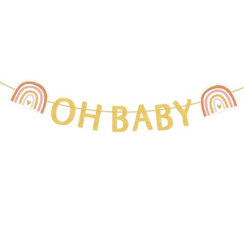 Oh Baby Girlande,Babyparty Banner mit Regenbogen Motiv,Babyparty Deko,Gender Reveal Party,Babyshowerparty Deko Mädchen und Jungen von VerLuky