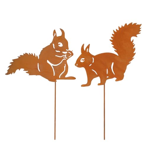 VerLuky 2er Rostiges Eichhörnchen Gartenstecker,Herbstdeko Rost Outdoor,Rost Deko Herbst Draußen,Metall Eichhörnchen Roststecker für Garten Terrasse Balkon VerLuky 2er Rostiges Eichhörnchen Gartenstecker,Herbstdeko Rost Outdoor,Rost Deko Herbst Draußen,Metall Eichhörnchen Roststecker für Garten Terrasse Balkon von VerLuky