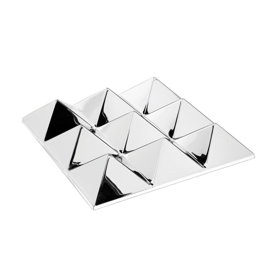 VerPan - Mirror Sculpture 9 Pyramiden / Wanddekoration - silber/verspiegelt/LxBxH 48x48x10cm von VerPan