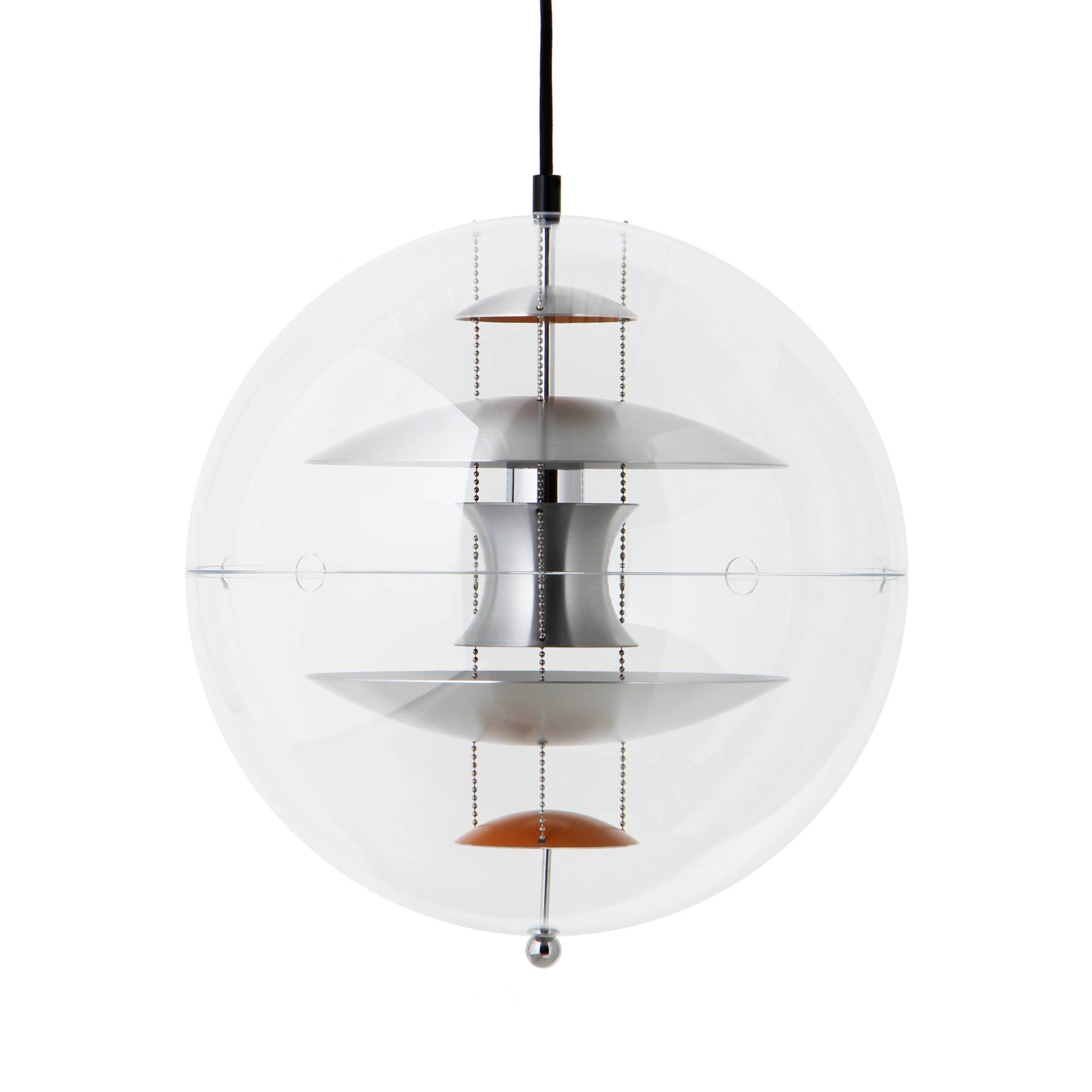 VerPan - VP Globe Aluminium Pendelleuchte - transparent/orange, aluminium/gebürstet/Ø 40cm/E14 230V/50Hz/60W/Leuchtmittel nicht enthalten von VerPan