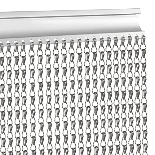 VerRich Fliegengitter aus Aluminium, 100 x 210 cm, für Raumteiler, Kettenvorhang für Türen, Insektenschutz (Grau) von VerRich