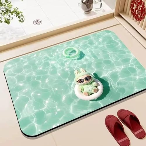 VerViento Cartoon-Badteppich, Abtropfmatte für Heimdekoration, hitzebeständige Abtropfmatten mit rutschfester Gummi-Rückseite, Badezimmer-Fußmatten, Duschteppich, leicht zu reinigen (Labubu 40,6 x 61 von VerViento